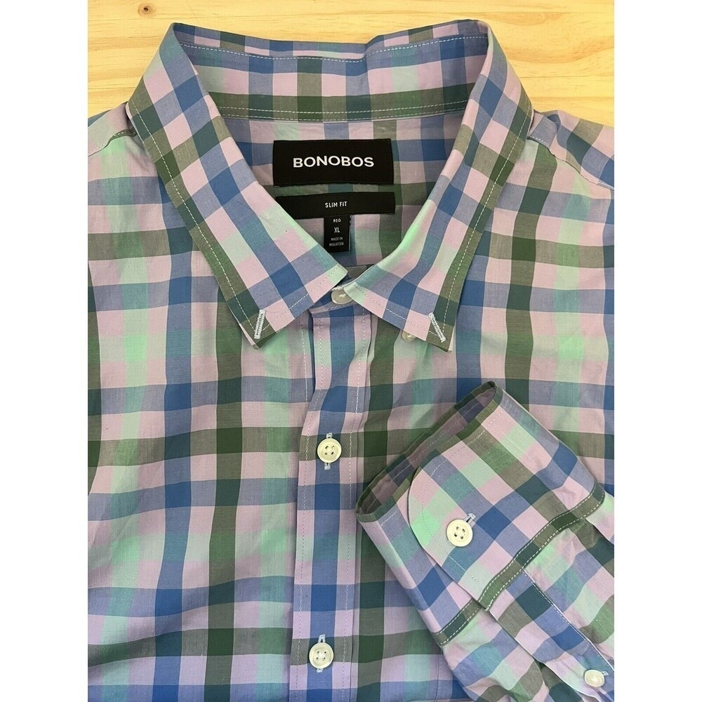 Bonobos Mens Slim Fit Button Down Long Sleeve Plaid Shirt Size XXL‎